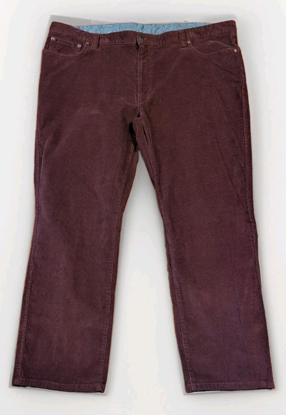 L.L.Bean Mens 44x30 Corduroy Pants Burgundy Standard Fit Stretch Cotton